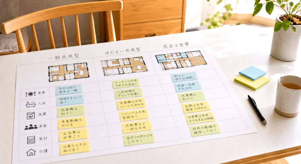 親と同居の家づくり｜生活時間・費用・名義を家族で決める判断軸｜日進市の工務店